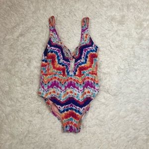 Hobie Tie Dye Deep V One Piece Swimsuit